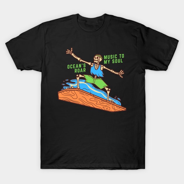 Ocean's Roar Skeleton Beach Party T-Shirt by Hypnotic Highs